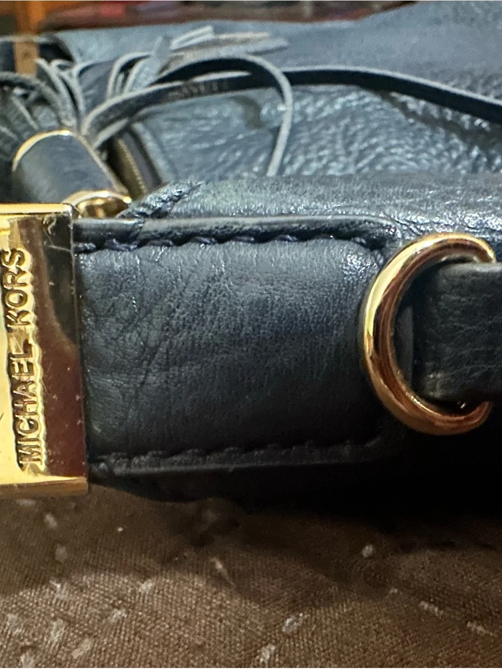 Michael Kors Black Pebbled Leather Tassel Shoulder Bag